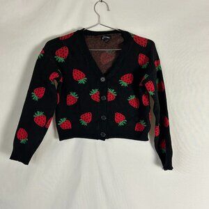 Art Class Strawberry Boxy Cardigan Sweater Girl's L